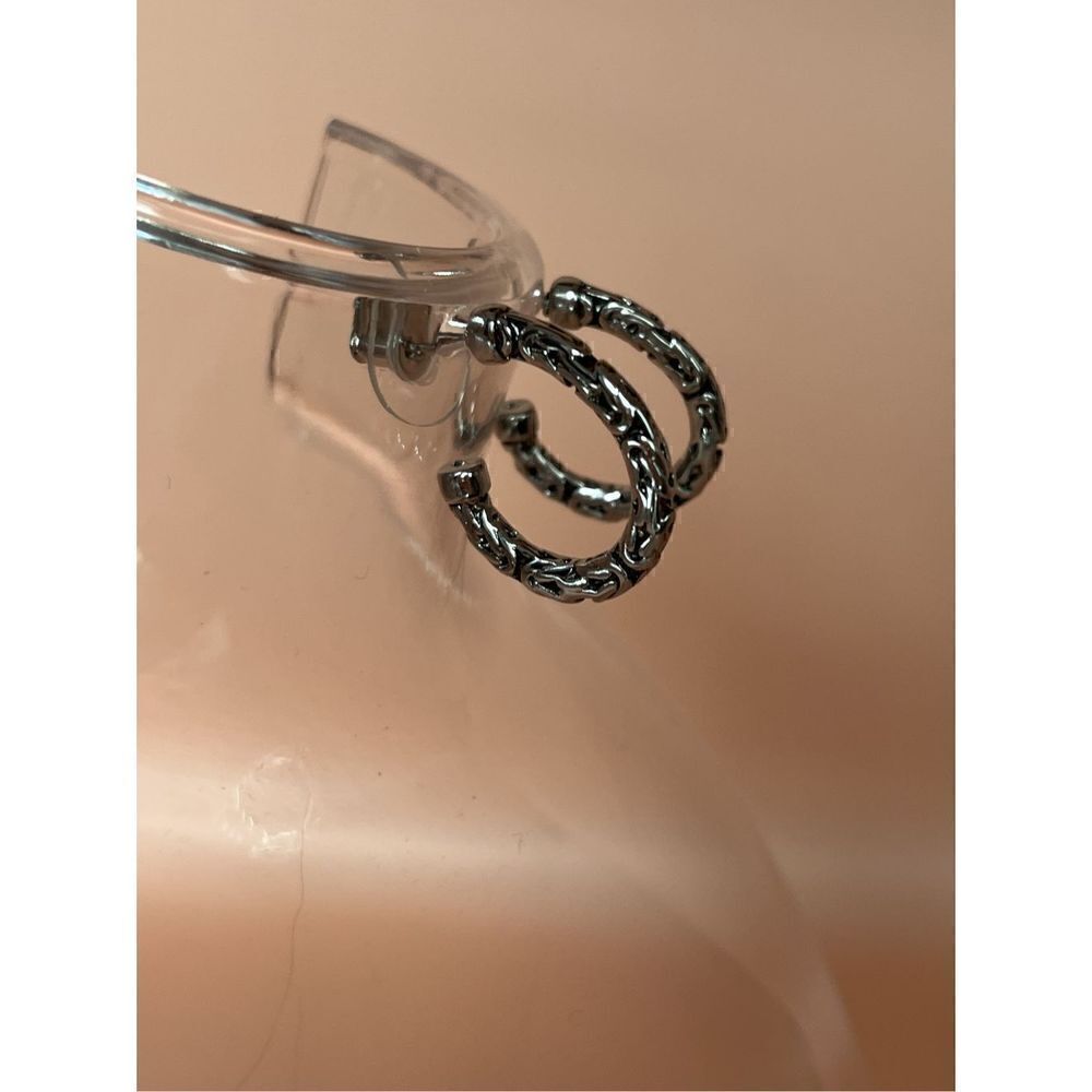 INC Shiny Silver Tone Filigree Hoop Pierced Earrings New